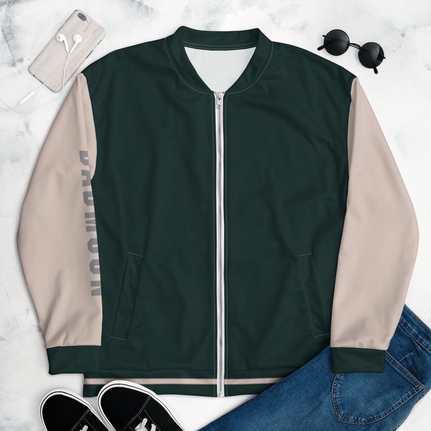 Green and Tan Varsity Jacket